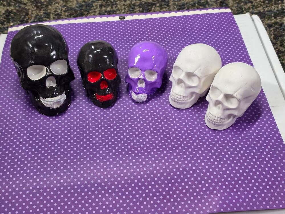 Handmade Painted Ceramic Skull Decor Set Of 5